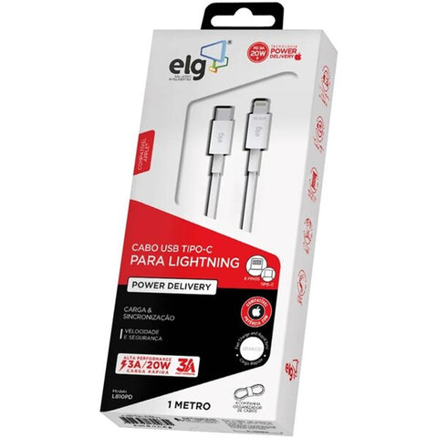 Cabo USB-C para Lightning 1m ELG L810PD branco