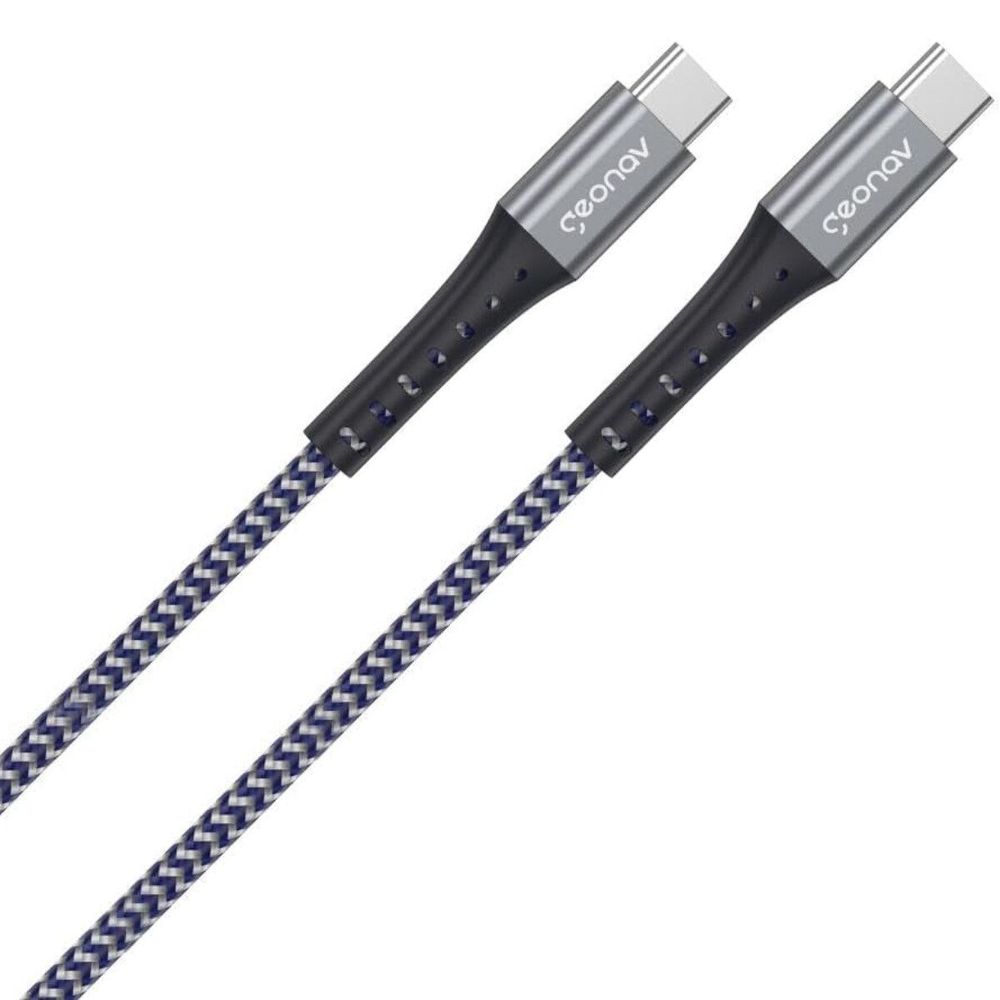 Cabo USB-C para USB-C 2m Geonav UCC05K nylon trançado
