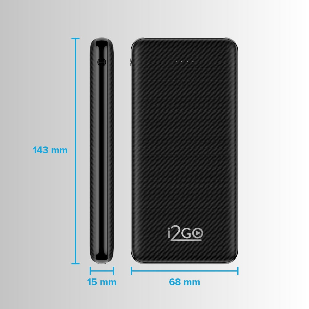 Power Bank i2GO 10.000mAh USB-C preto